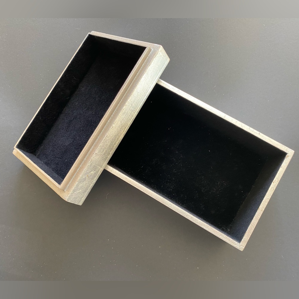 Silver storage box with black velvet lining